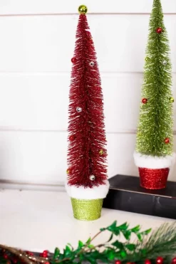 Decorator's Warehouse Bottle Brush Very Merry Tree > North Pole Party|Tabletop & Accent Trees