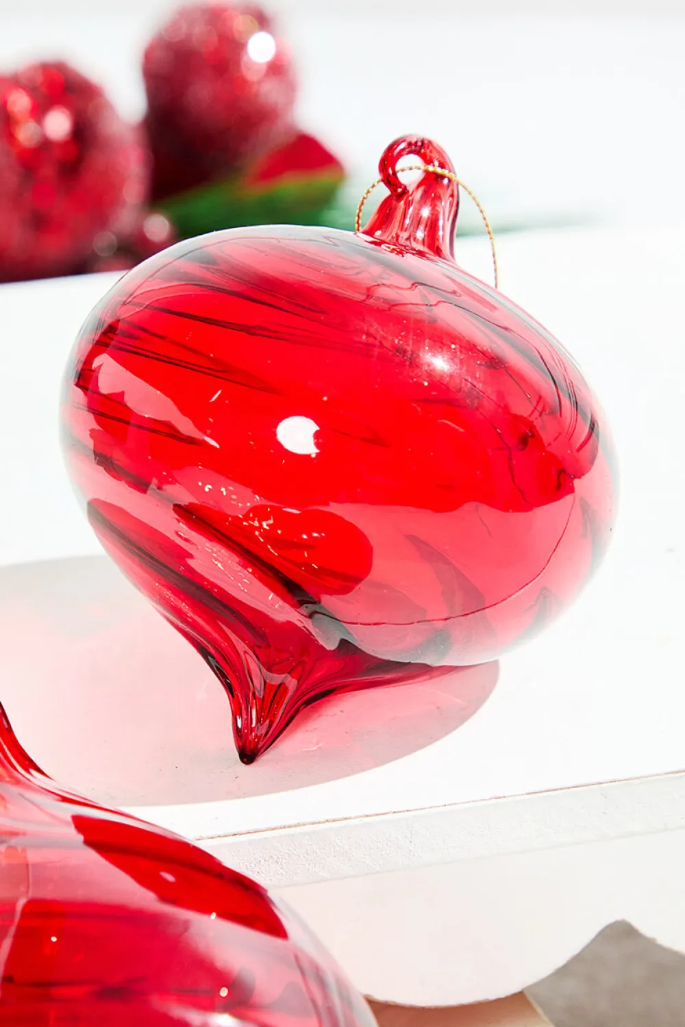 Decorator's Warehouse 5"-6" Bright Red Glass Ornament > Christmas Ornaments|Classic Christmas