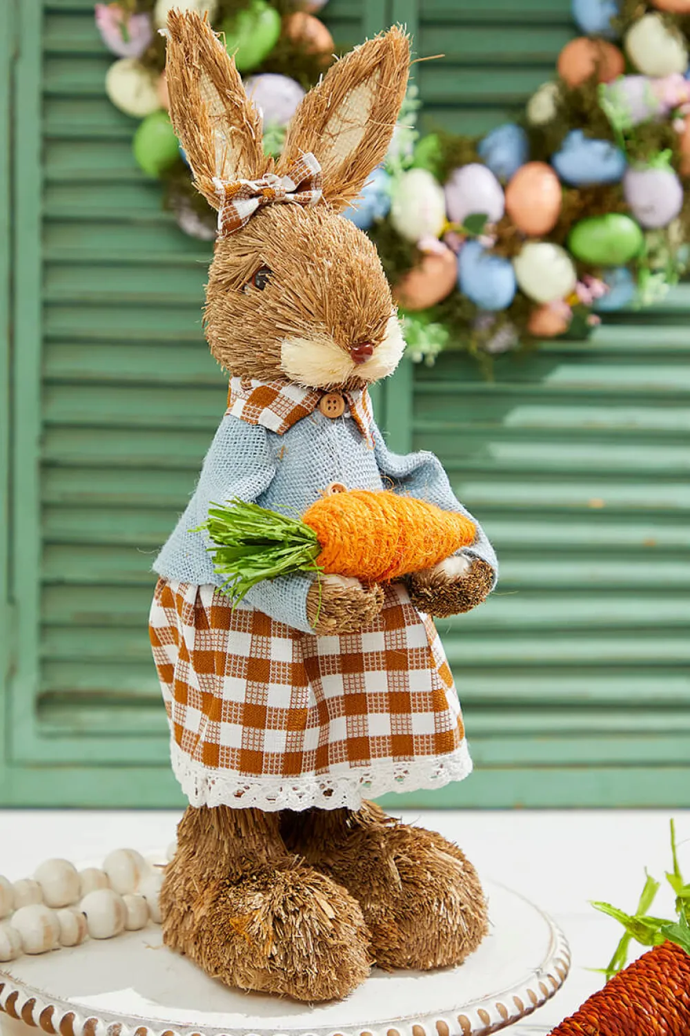 Decorator's Warehouse 19" Brown Gingham Easter Bunny > Easter Decor|Easter Decor