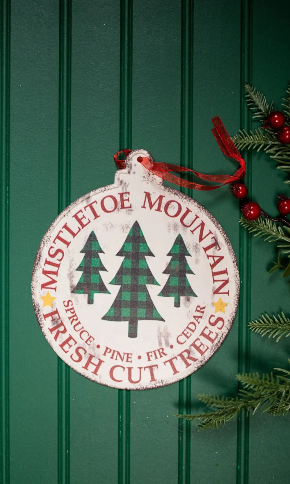 Decorator's Warehouse Buffalo Check Metal Holiday Design Christmas Ornaments > Christmas Sale|Christmas Decor