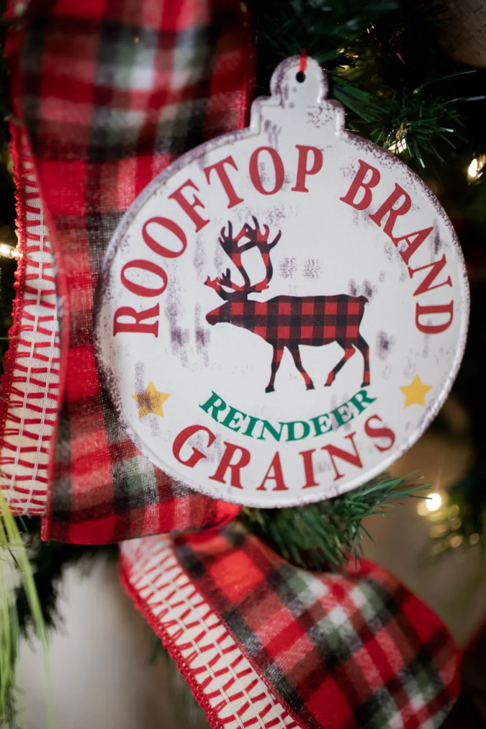 Decorator's Warehouse Buffalo Check Metal Holiday Design Christmas Ornaments > Christmas Sale|Christmas Decor