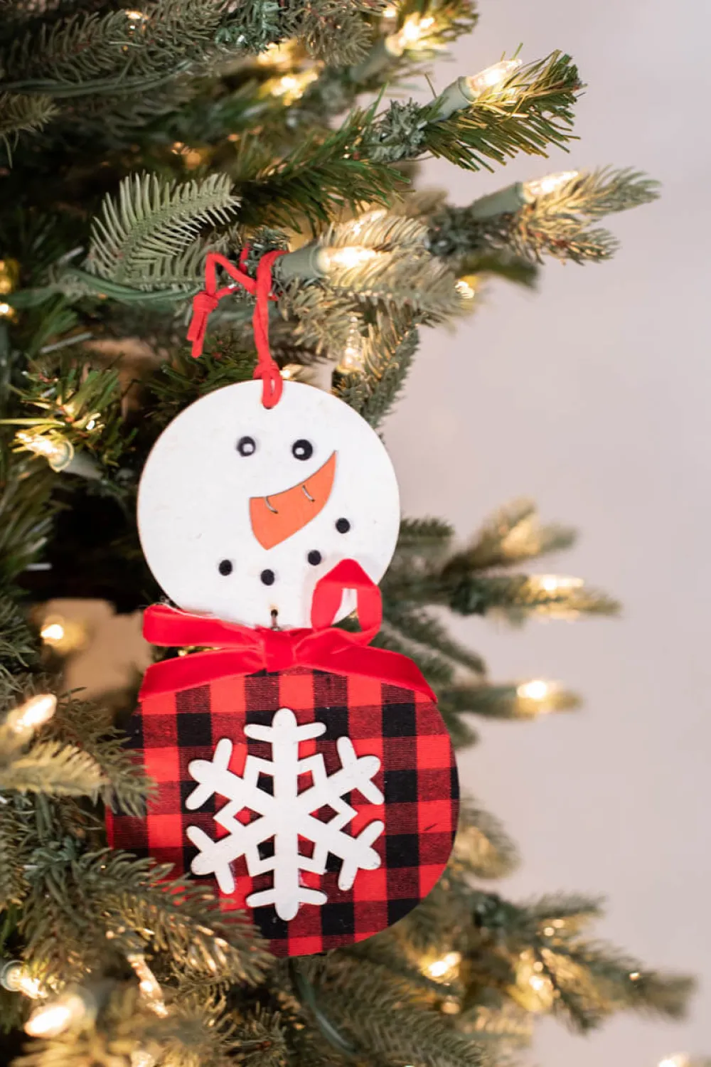 Decorator's Warehouse 7” Buffalo Check Snowflake Snowman Ornament > Christmas Ornaments|Farmhouse