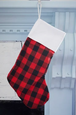 Decorator's Warehouse Buffalo Check Stocking with White Trim > Christmas Textiles|Christmas Decor