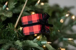 Decorator's Warehouse 24” Buffalo Plaid Package with Bow Spray > Farmhouse|Christmas Sprays