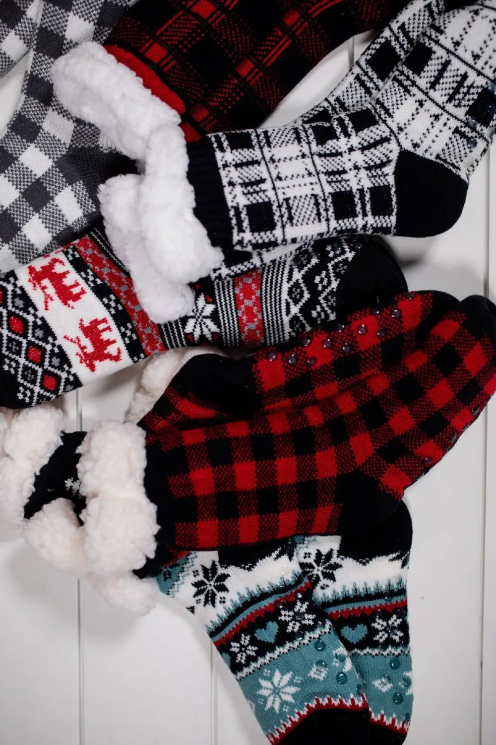 Decorator's Warehouse Buffalo Plaid Thermal Slipper Socks with Non-Slip Grippers > Fun Gifts|Christmas Decor