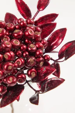Decorator's Warehouse 14" Burgundy Berry Bunch Metallic Stem > Jewel Tones|Tinsel & Pine