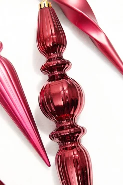 Decorator's Warehouse 12" Burgundy Finial Boxed - Set of 4 > Boxed Sets|Christmas Decor