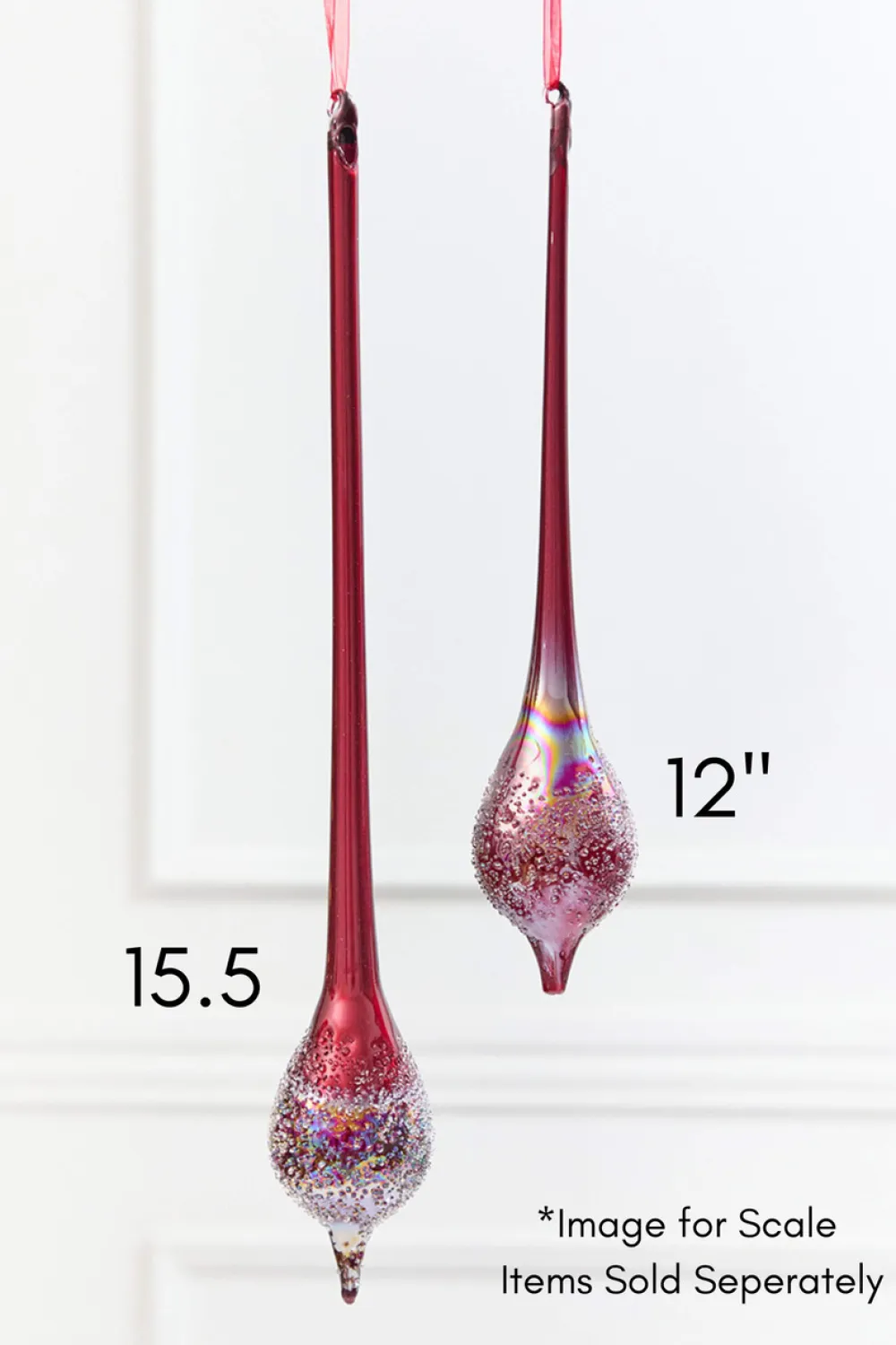 Decorator's Warehouse 15.5" Burgundy Glass Drop Ornament > Christmas Decor|Jewel Tones