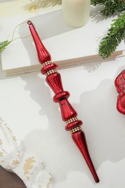 Decorator's Warehouse 12" Burgundy Glass with Jewel Band Icicle Ornament > Christmas Decor|Jewel Tones