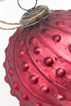 Decorator's Warehouse 4" Burgundy Hobnail Glass Ball Ornament > Christmas Decor|Christmas Ornaments