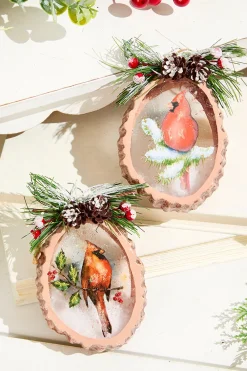 Decorator's Warehouse 5" Cardinal Disc Glass Ornament > Cardinal|Christmas Decor