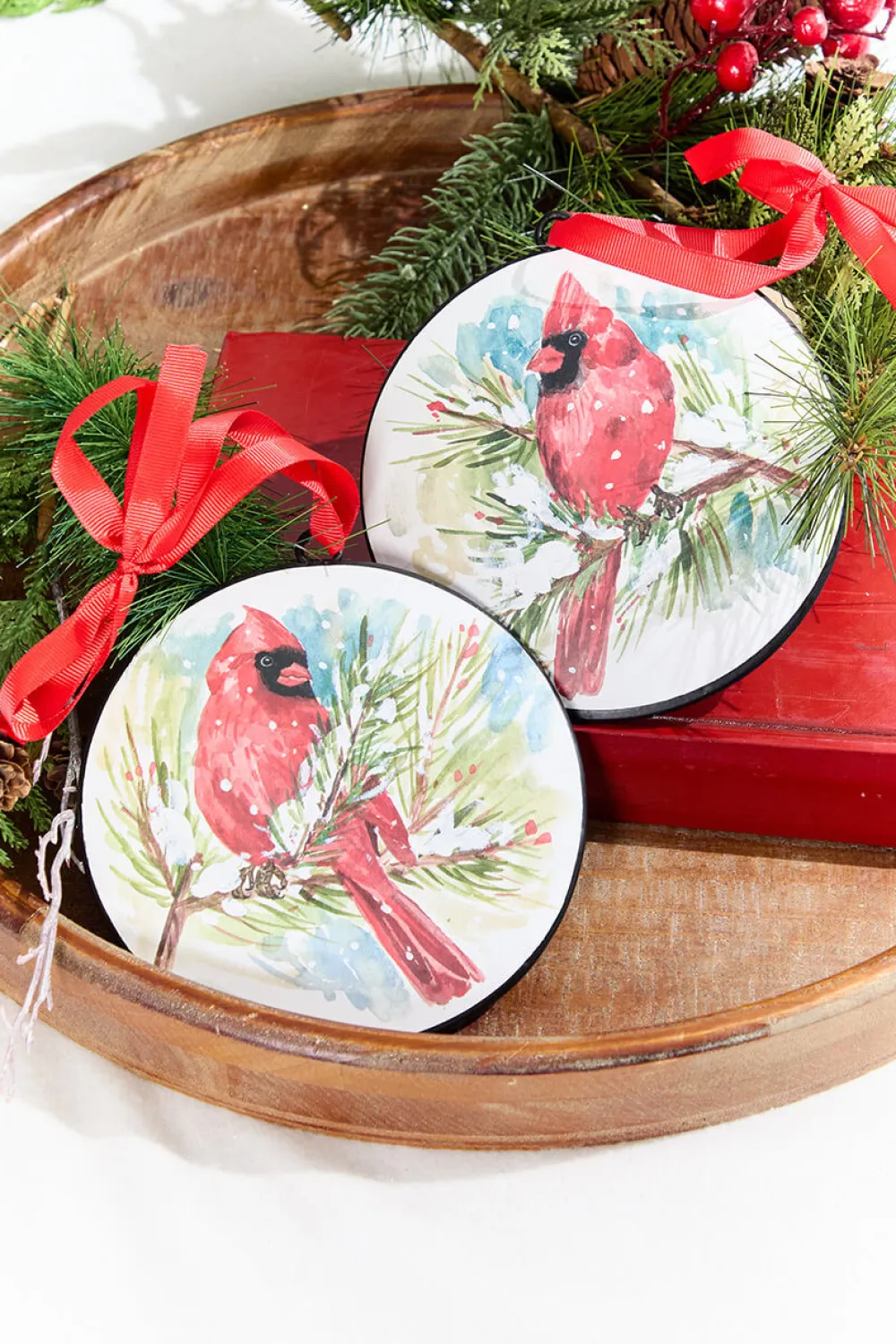 Decorator's Warehouse 5.75" Cardinal & Pine Ornament > Christmas Ornaments|Cardinal