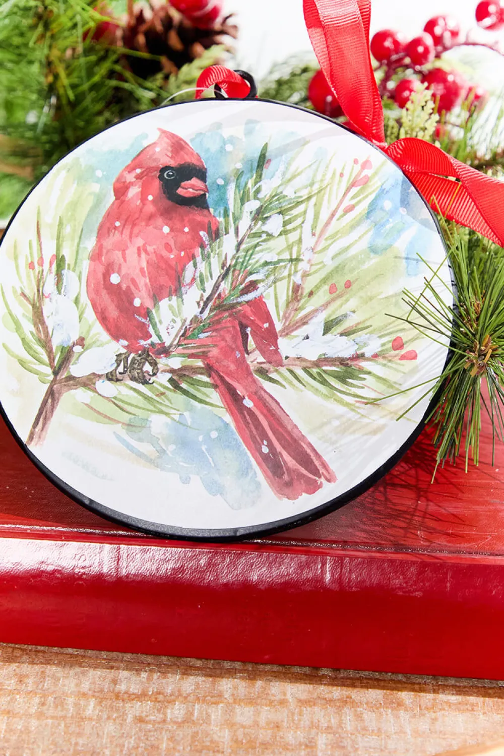 Decorator's Warehouse 5.75" Cardinal & Pine Ornament > Christmas Ornaments|Cardinal
