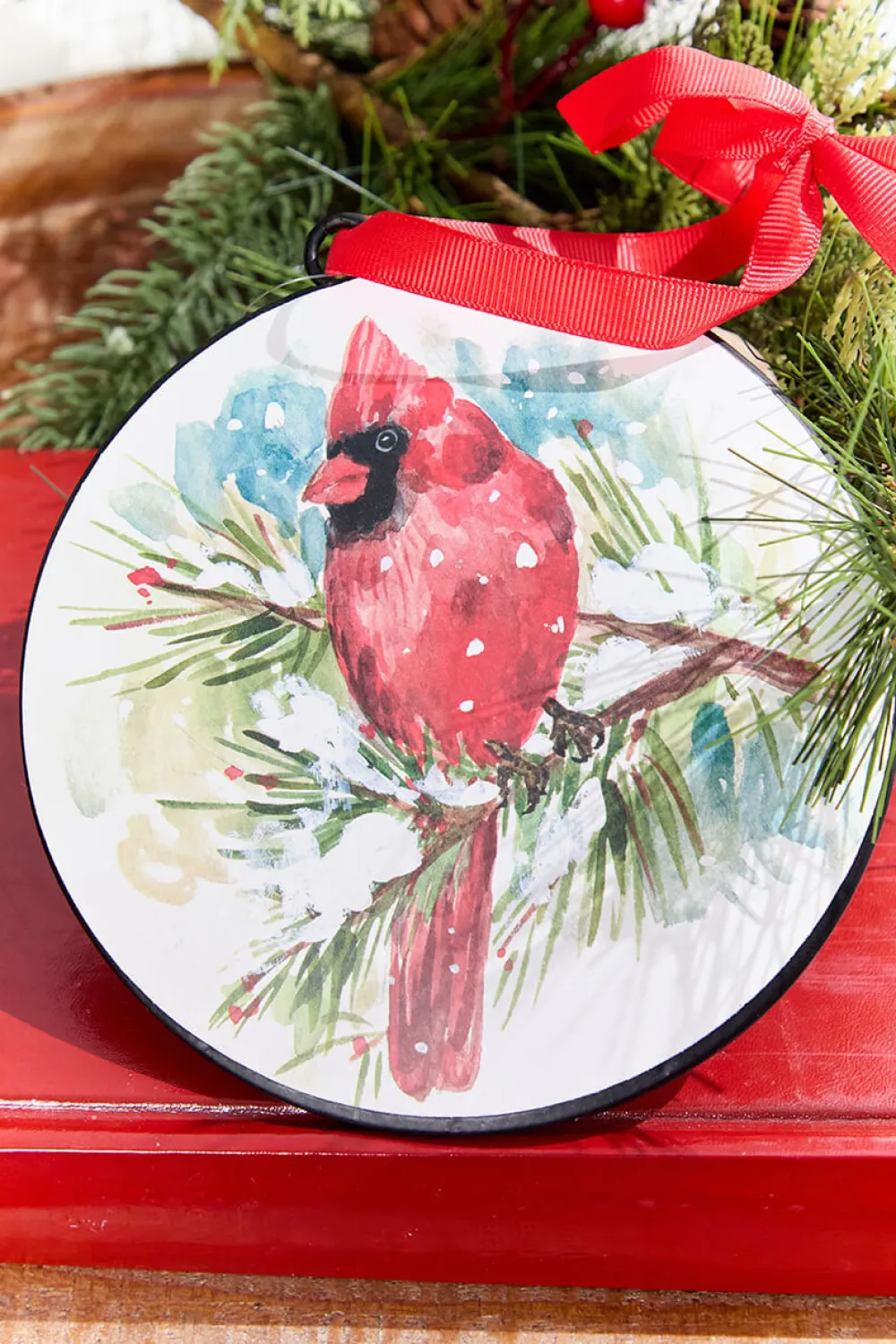 Decorator's Warehouse 5.75" Cardinal & Pine Ornament > Christmas Ornaments|Cardinal