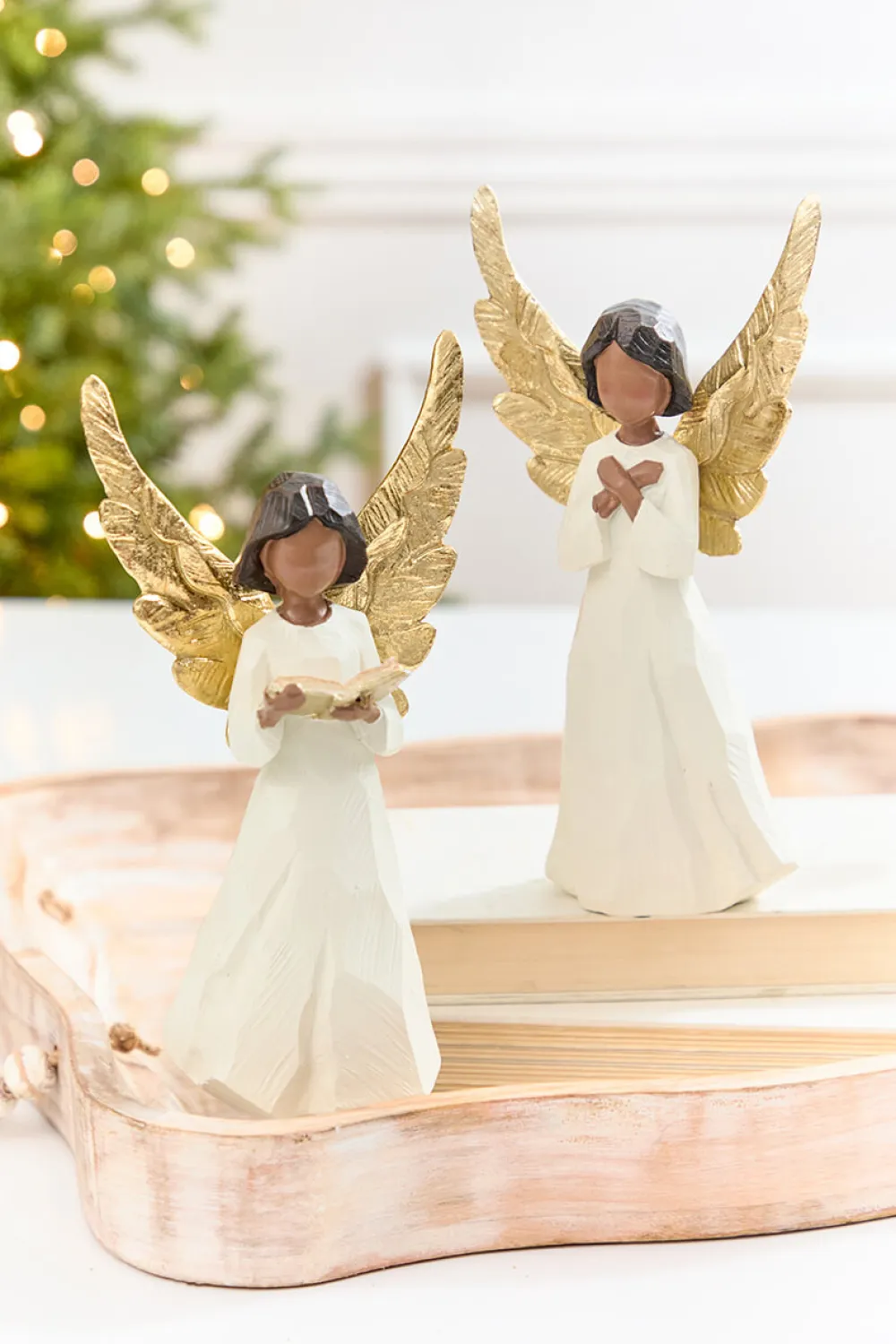 Decorator's Warehouse 9.5" Carved Resin Angel > Santas & Angels|Christmas Decor