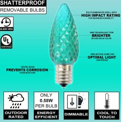 Decorator's Warehouse Case - Teal C9 Wonderful Faceted (500pcs) > C9 Bulbs|Christmas Decor