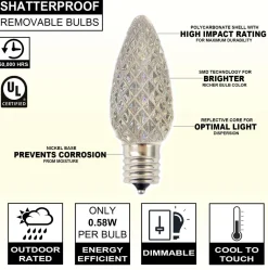 Decorator's Warehouse Case - Warm White C9 Wonderful Faceted (500pcs) > C9 Bulbs|Christmas Decor