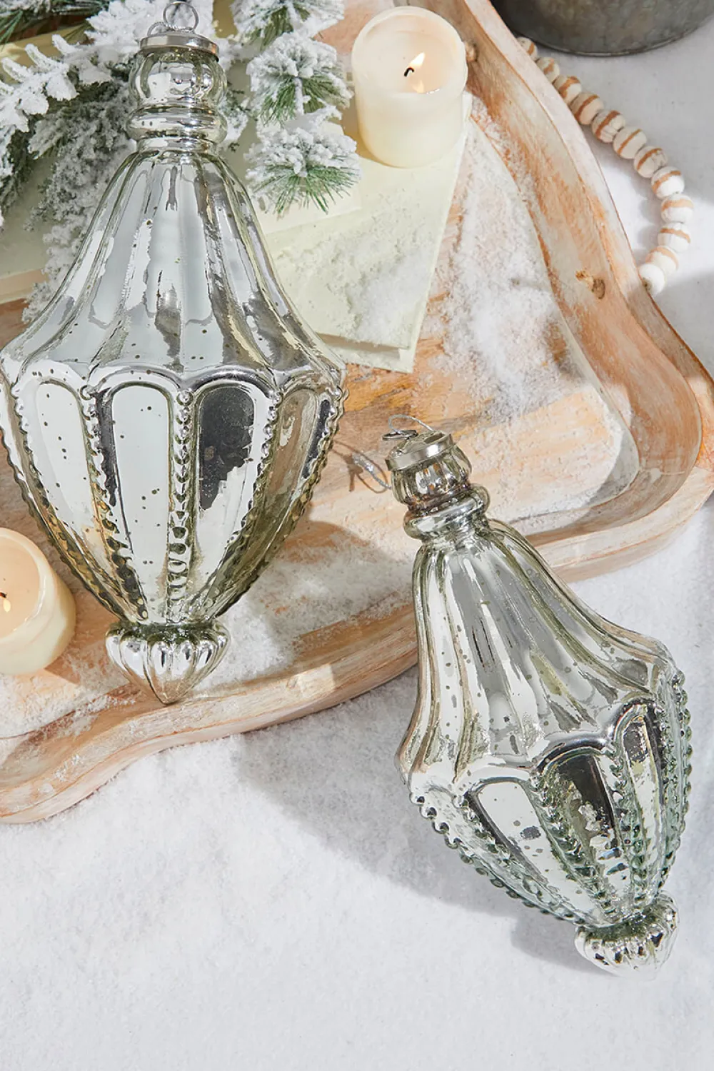 Decorator's Warehouse 12" Cathedral Antique Mercury Glass Ornament > White Christmas|Christmas Decor