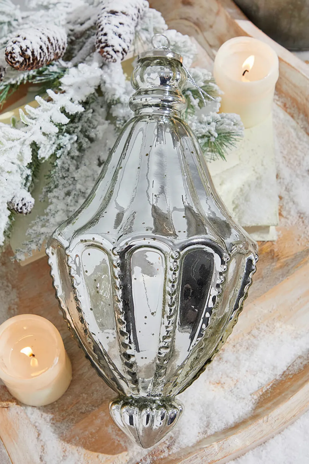 Decorator's Warehouse 12" Cathedral Antique Mercury Glass Ornament > White Christmas|Christmas Decor