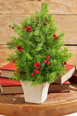 Decorator's Warehouse 14" Cedar Berry Tree > Cardinal|Tabletop & Accent Trees