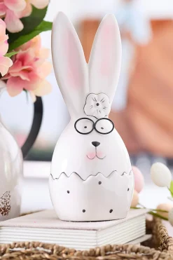 Decorator's Warehouse 10.12" Ceramic Bunny w/ Glasses > Easter Table Decor|Easter Decor
