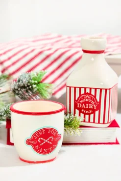 Decorator's Warehouse 6" Ceramic Milk Jar "North Pole Dairy" > Gingerbread|Christmas Accents