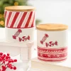 Decorator's Warehouse 4.75" Ceramic Peppermint Candy Canister > Christmas Sale|Christmas Decor