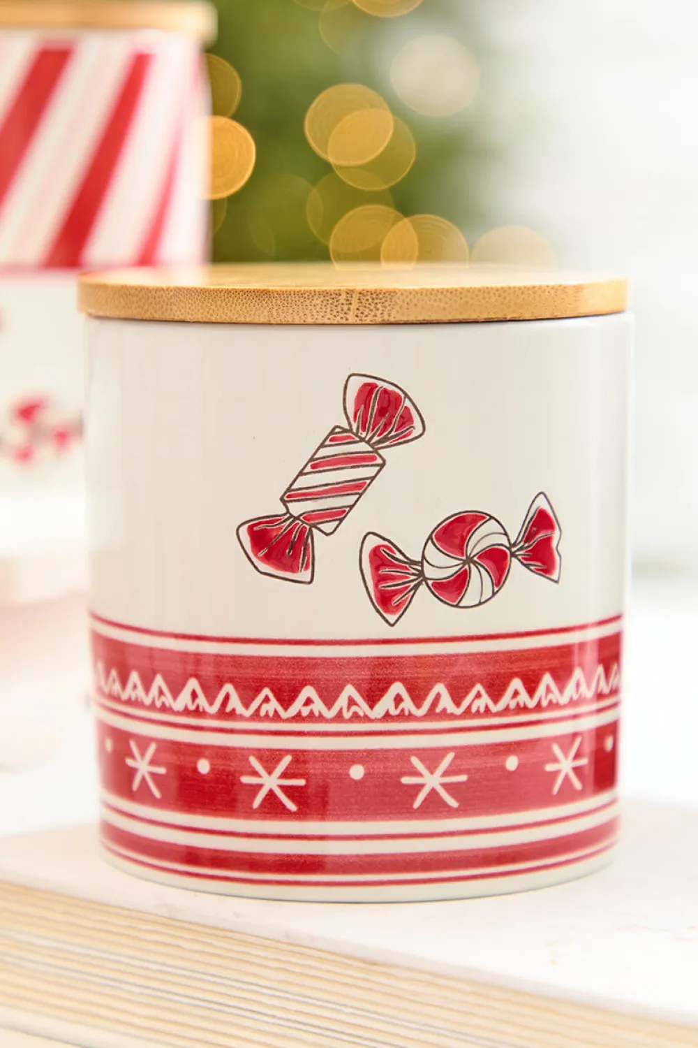 Decorator's Warehouse 4.75" Ceramic Peppermint Candy Canister > Christmas Sale|Christmas Decor