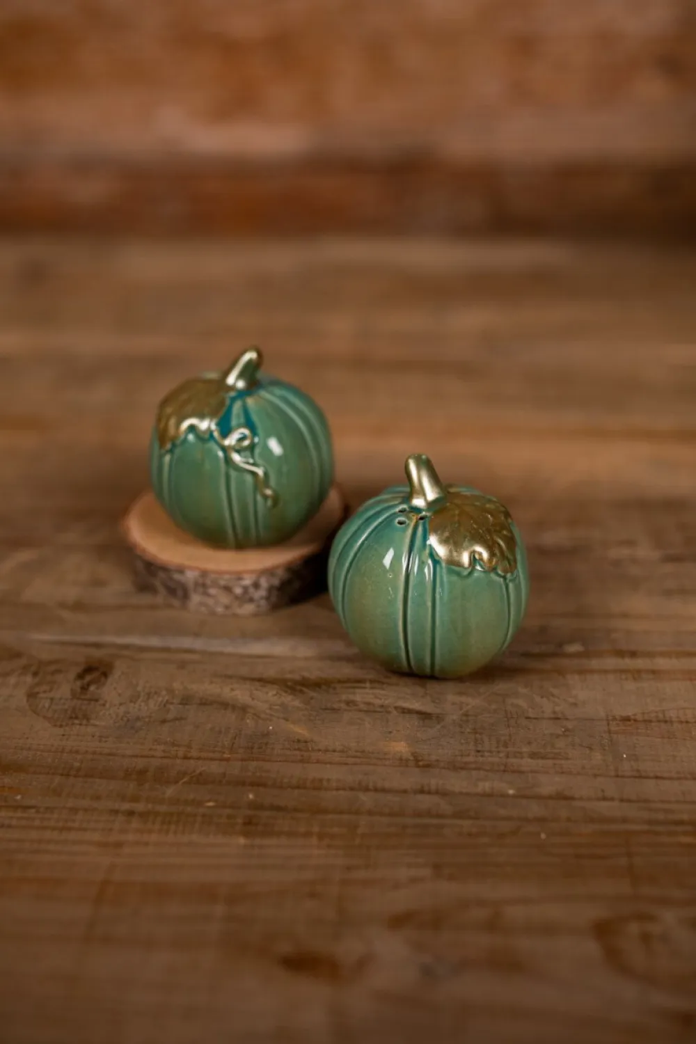 Decorator's Warehouse Ceramic Turquoise Pumpkins Salt & Pepper Shaker - Set of 2 > Fall Decor|Fall Decor