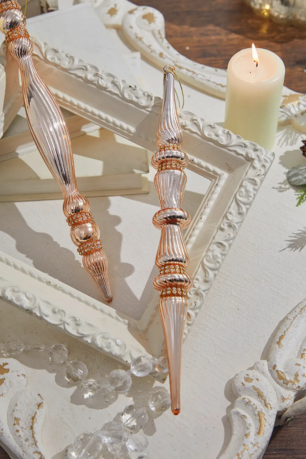 Decorator's Warehouse 12" Champagne Glass with Jewel Band Icicle Ornament > Sugar & Spice|Christmas Decor