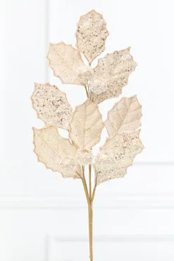 Decorator's Warehouse 27" Champagne Glitter Berry Leaf Spray > Sugar & Spice|Christmas Sprays