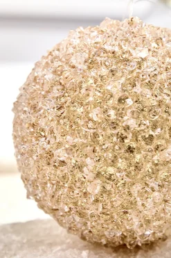 Decorator's Warehouse 4" Champagne Glittered Iced Ball Ornament > Christmas Decor|Jewel Tones