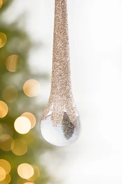 Decorator's Warehouse 10" Champagne Glitter Icicle Ornament > Gold & Champagne|Natural Elegance