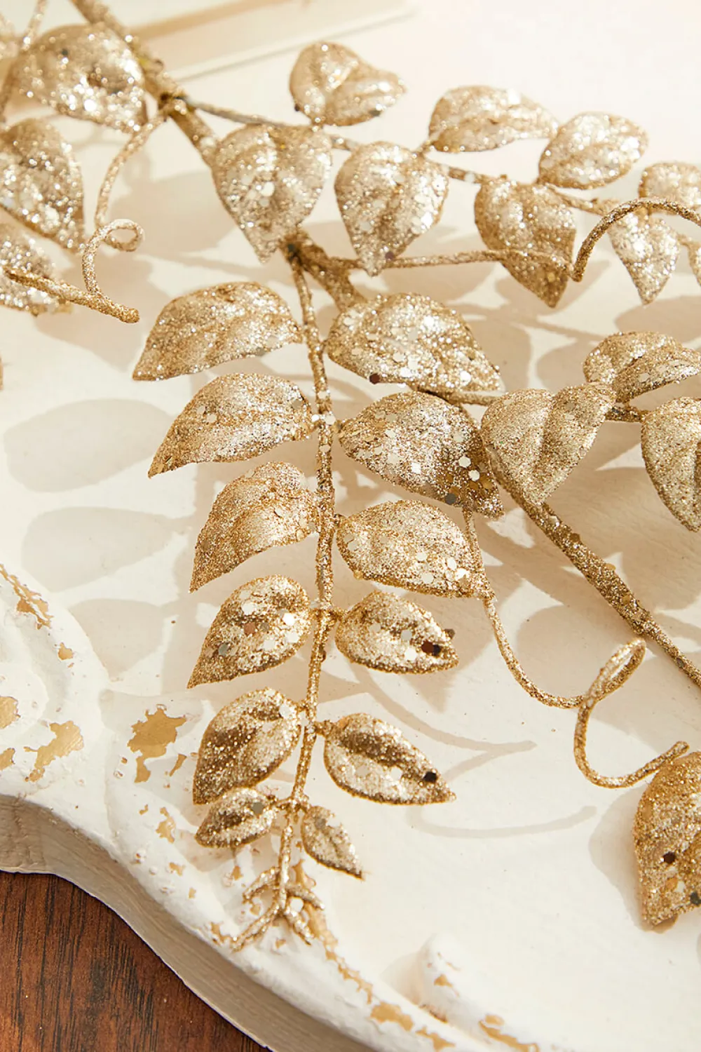 Decorator's Warehouse 35” Champagne Glitter Leaf Spray > Christmas Sprays|Christmas Decor