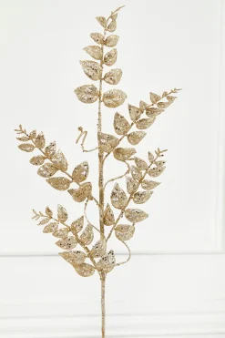 Decorator's Warehouse 35” Champagne Glitter Leaf Spray > Christmas Sprays|Christmas Decor