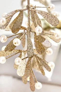 Decorator's Warehouse 7" Champagne Glitter Pearl Mistletoe Ornament > Christmas Decor|Natural Elegance