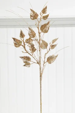 Decorator's Warehouse 30” Champagne Glitter Sequin Rose Leaf Grass Christmas Spray > Gold & Champagne|Natural Elegance