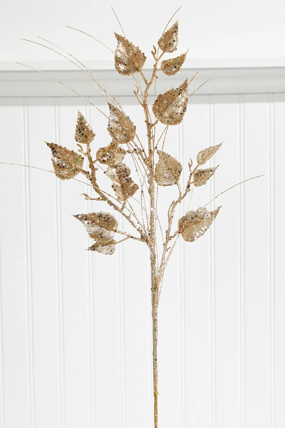 Decorator's Warehouse 30” Champagne Glitter Sequin Rose Leaf Grass Christmas Spray > Gold & Champagne|Natural Elegance