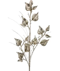 Decorator's Warehouse 30” Champagne Glitter Sequin Rose Leaf Grass Christmas Spray > Gold & Champagne|Natural Elegance