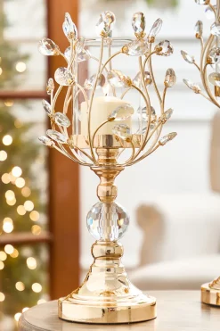 Decorator's Warehouse 16.5" Champagne Jeweled Candle Holder > Christmas Decor|Christmas Accents