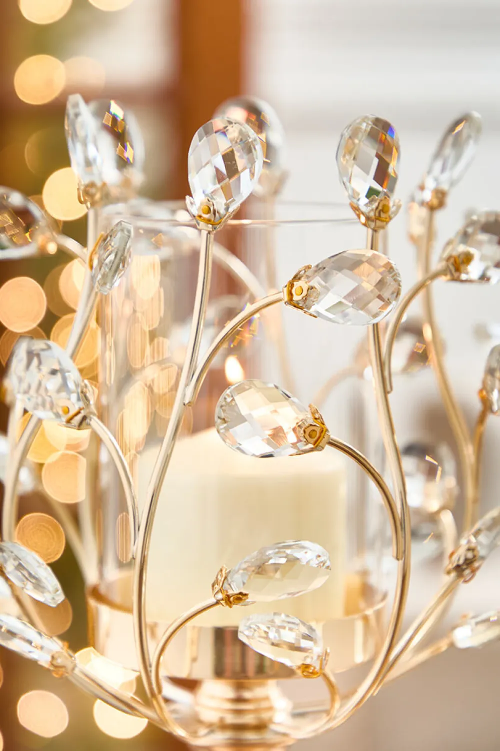 Decorator's Warehouse 16.5" Champagne Jeweled Candle Holder > Christmas Decor|Christmas Accents