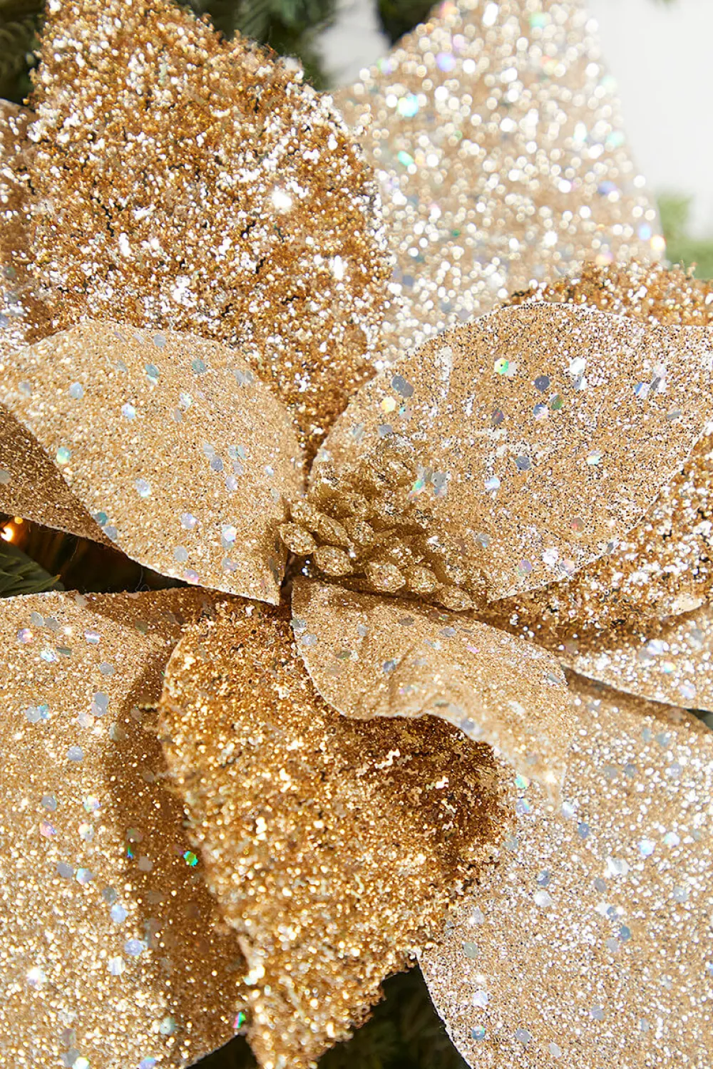 Decorator's Warehouse 19" Champagne Metallic Poinsettia Stem > Sugar & Spice|Christmas Decor