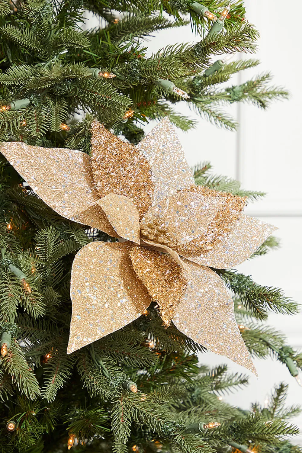 Decorator's Warehouse 19" Champagne Metallic Poinsettia Stem > Sugar & Spice|Christmas Decor
