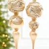Decorator's Warehouse 11" Champagne & Pearl Trimmed Finial Glass Ornament > Christmas Decor|Natural Elegance