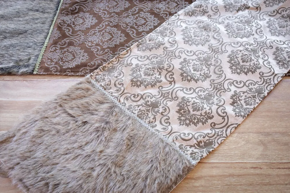 Decorator's Warehouse Chocolate Printed Velvet with Fur Trim Table Runner (15"x72") > Christmas Sale