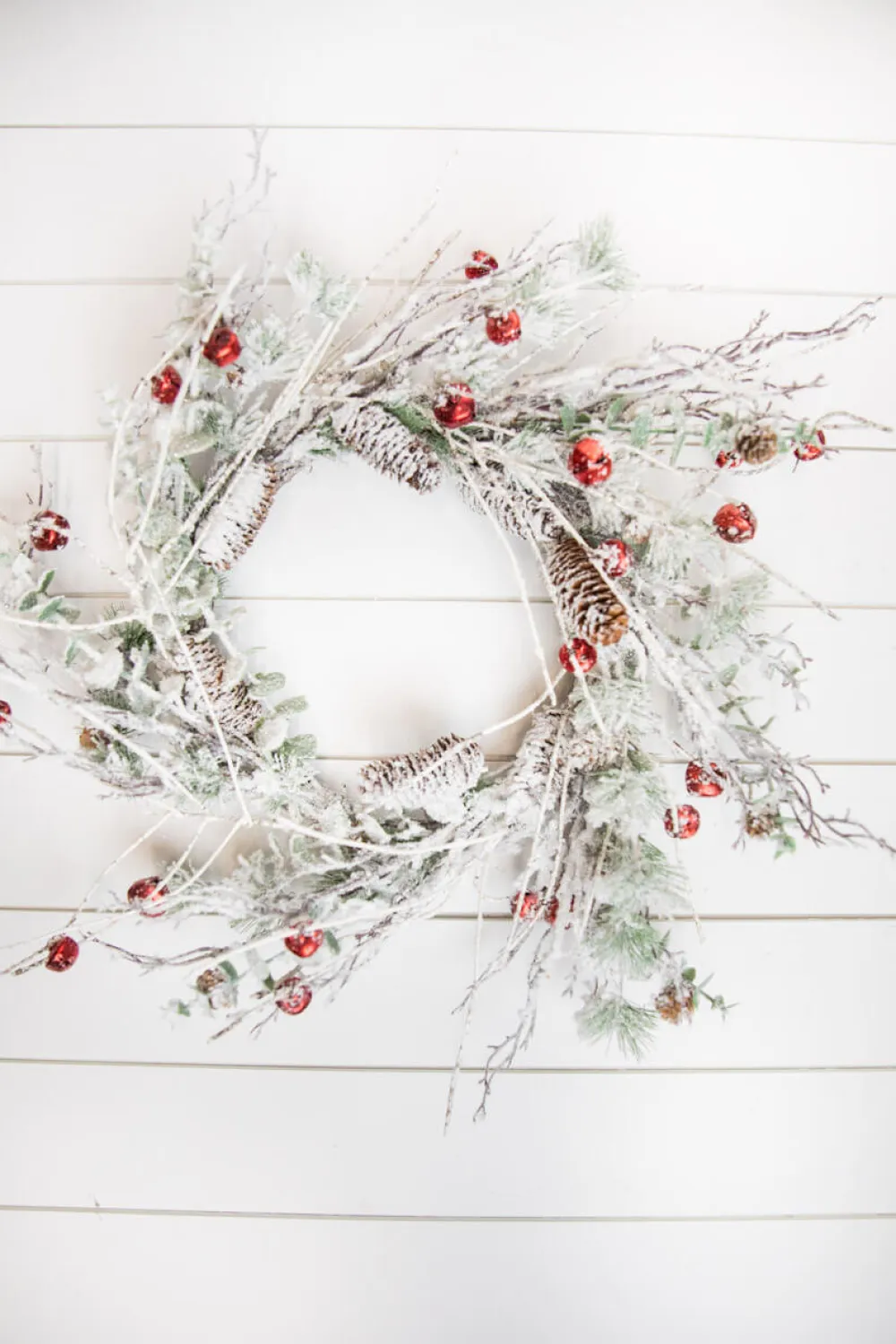 Decorator's Warehouse 24” Christmas Flocked Pine Wreath with Jingle Bells > Christmas Sale|Christmas Decor