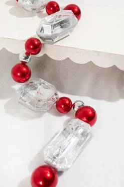 Decorator's Warehouse 40" Christmas Jewels With Ball Ornament Garland > Red & Silver|Christmas Decor