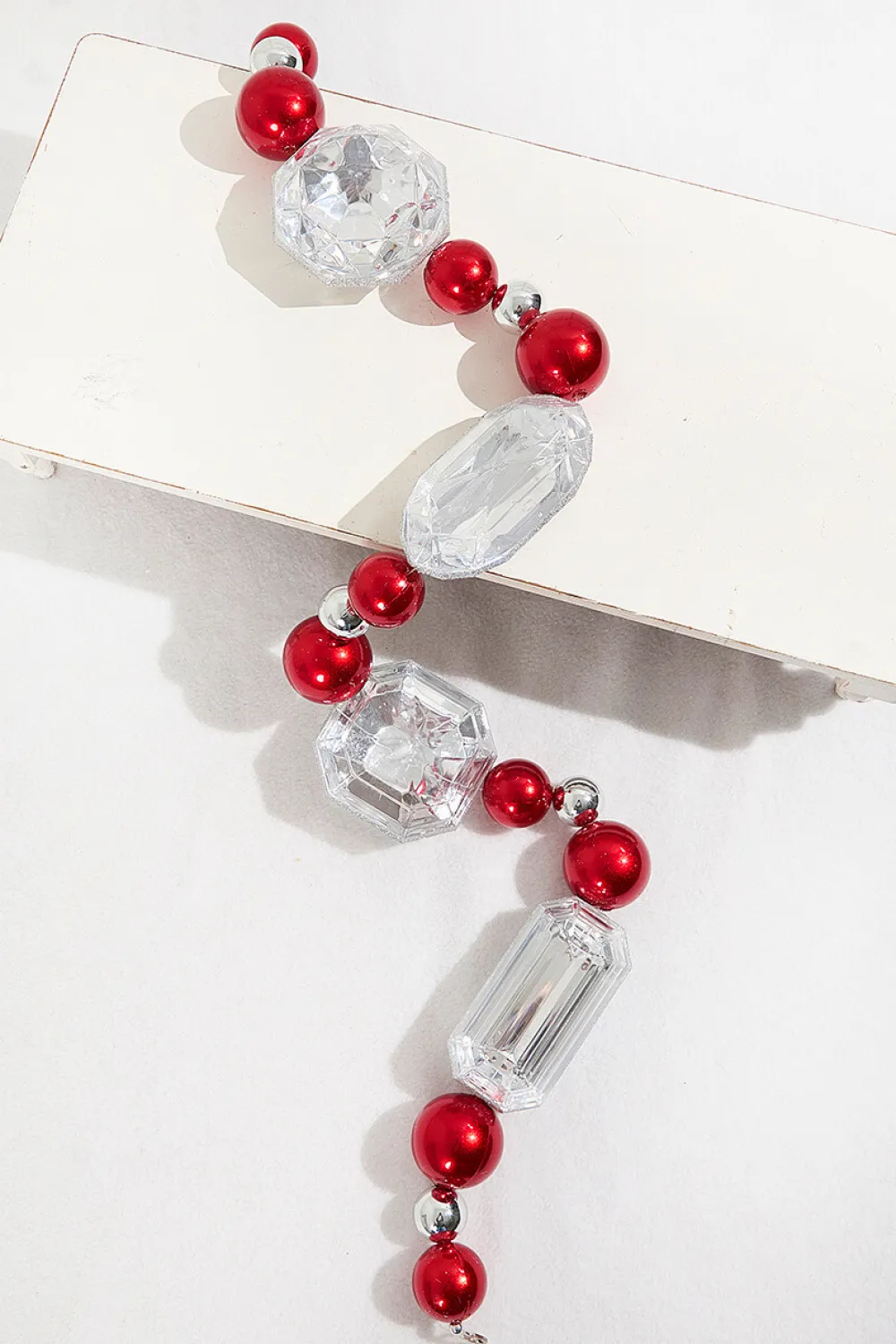 Decorator's Warehouse 40" Christmas Jewels With Ball Ornament Garland > Red & Silver|Christmas Decor