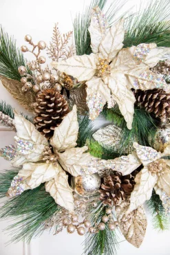 Decorator's Warehouse 18” Christmas Poinsettia & Pine Wreath > Christmas Decor|Natural Elegance