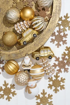 Decorator's Warehouse Christmas Shatterproof 25 Piece Assortment - Gold, White > Boxed Sets|Christmas Decor